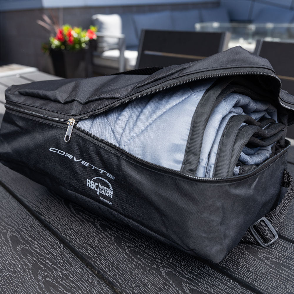 The R8C Delivery Travel Blanket shown inside the carrying case