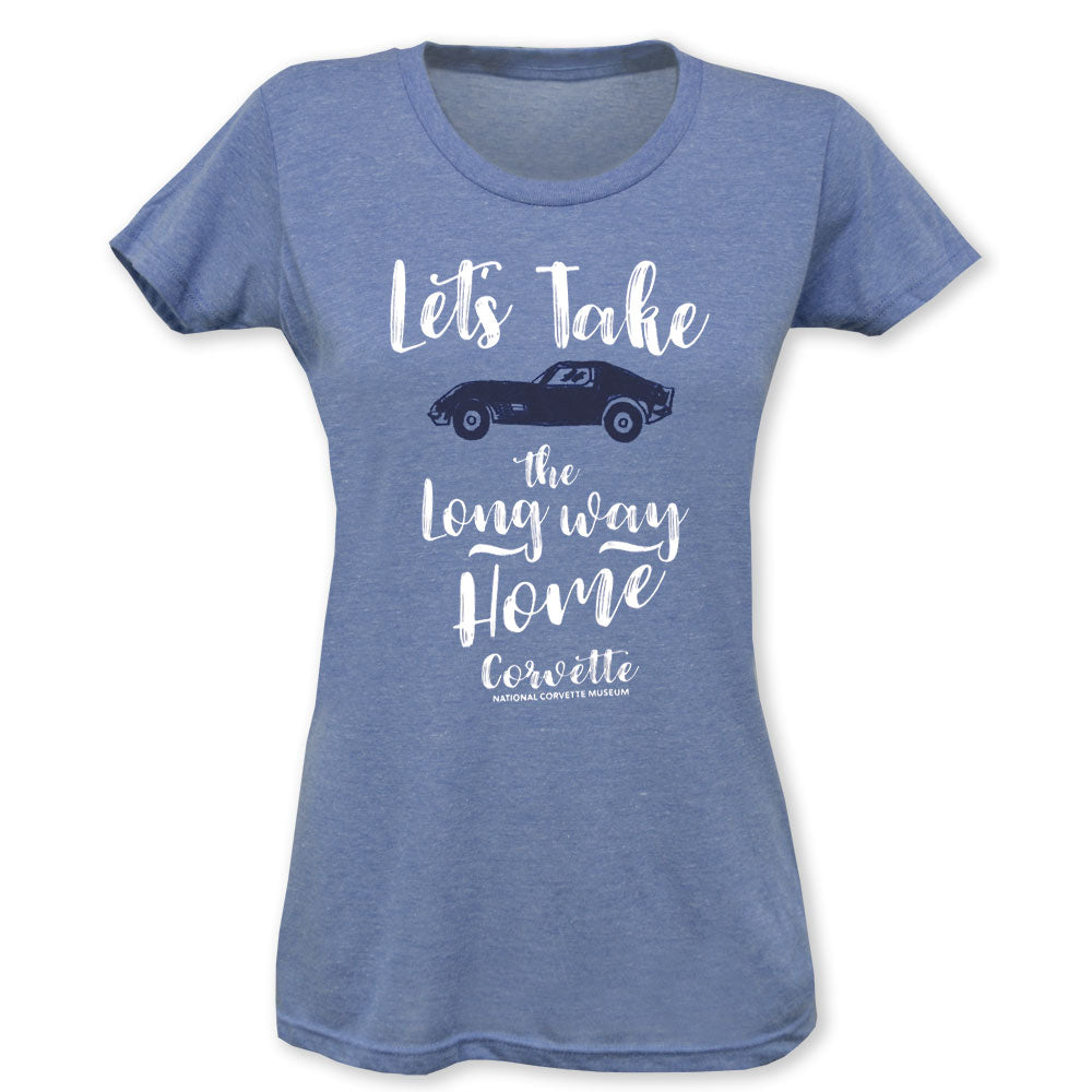Take the Long Way Home Ladies Blue Top