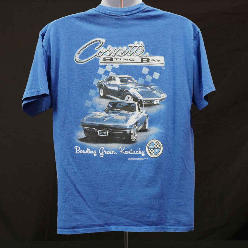 Vintage Shop Corvette Sting Ray Royal Blue T-shirt Size Large