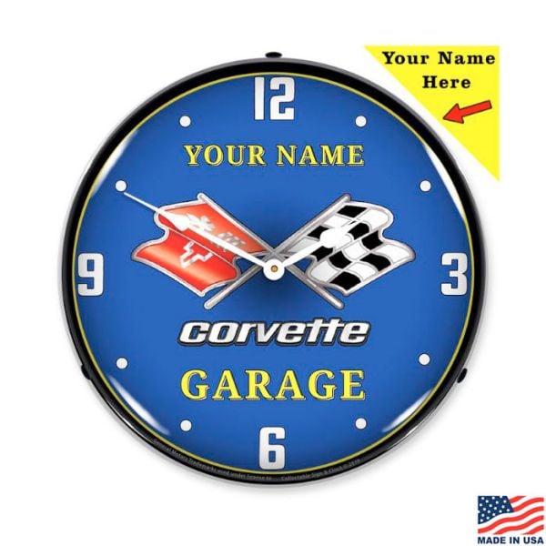 C3 Garage Personalized LED Lighted Clock