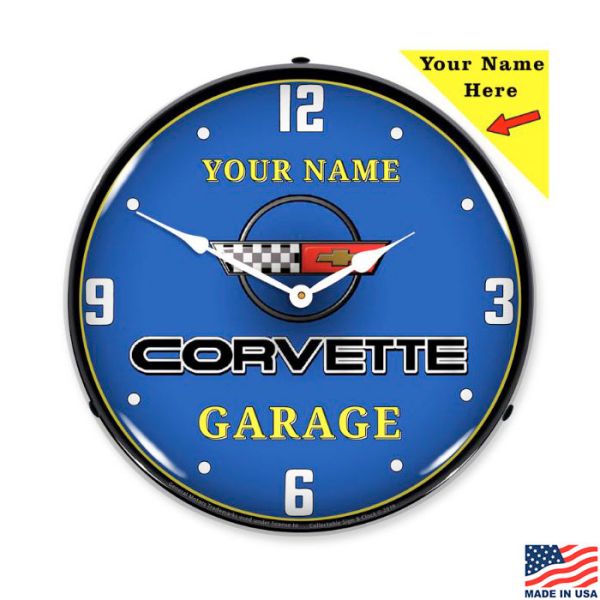 C4 Garage Personalized LED Lighted Clock