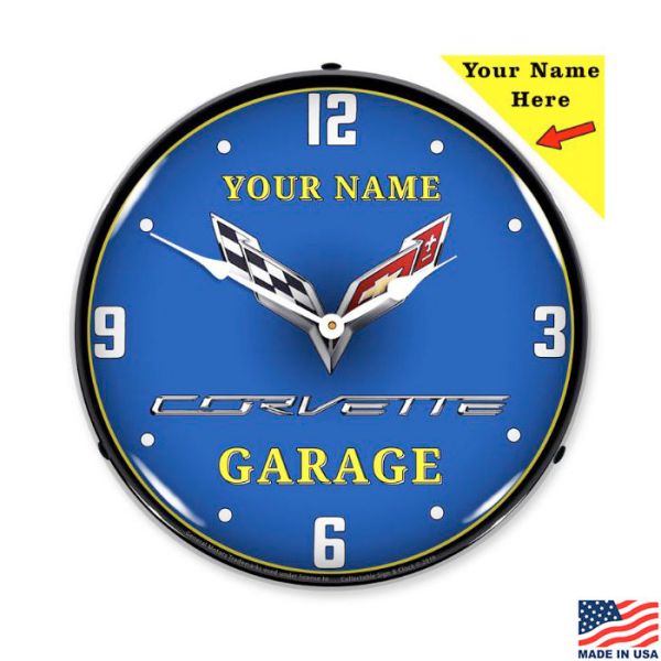 C7 Garage Personalized LED Lighted Clock