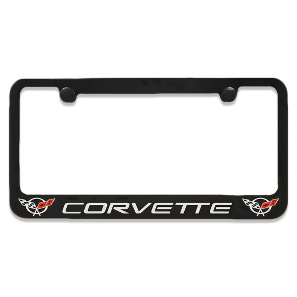 C5 Corvette Double Emblem Black License Plate Frame