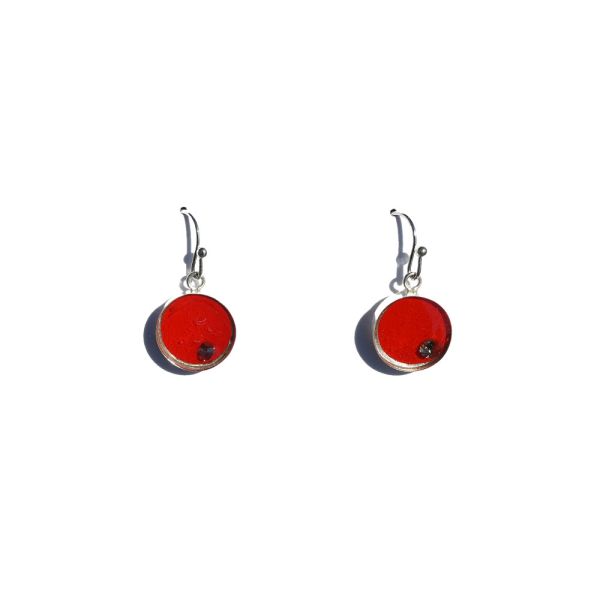 Crash Jewelry Torch Red Dangle Circle Earrings
