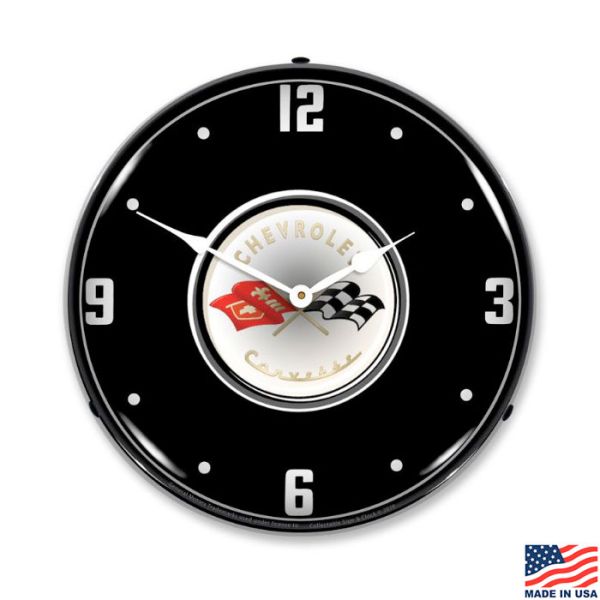C1 Corvette Emblem LED Lighted Clock