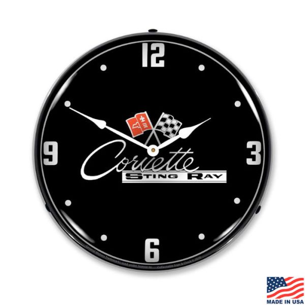 C2 Corvette Sting Ray LED Lighted Black Clock