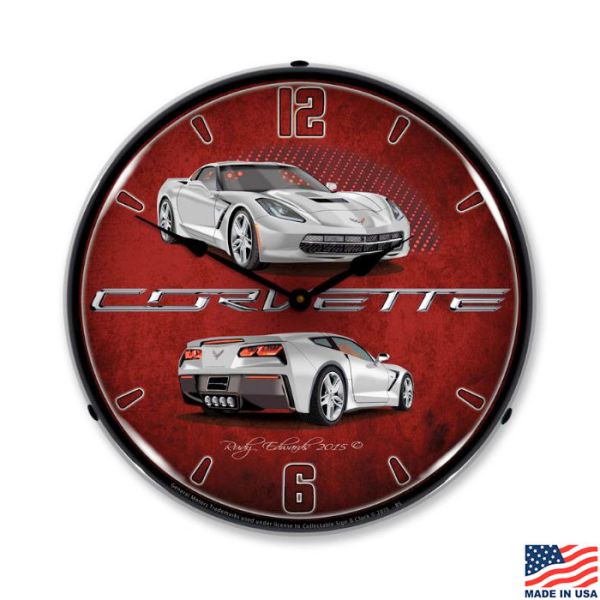 C7 Blade Silver Corvette LED Lighted Clock