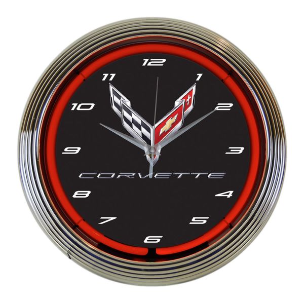C8 Corvette Emblem Neon Clock