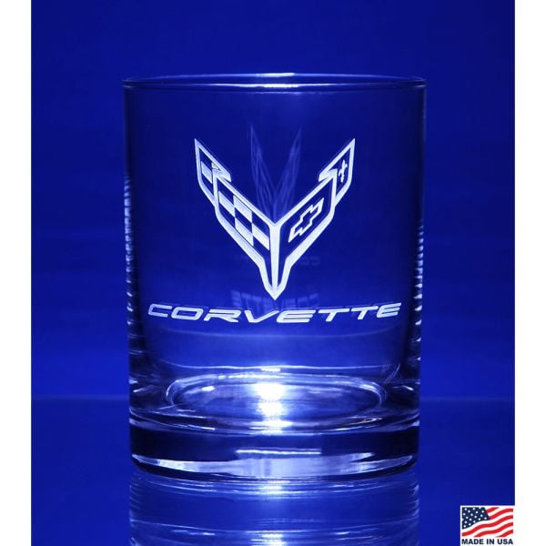 C8 Corvette Emblem Short Beverage Glass