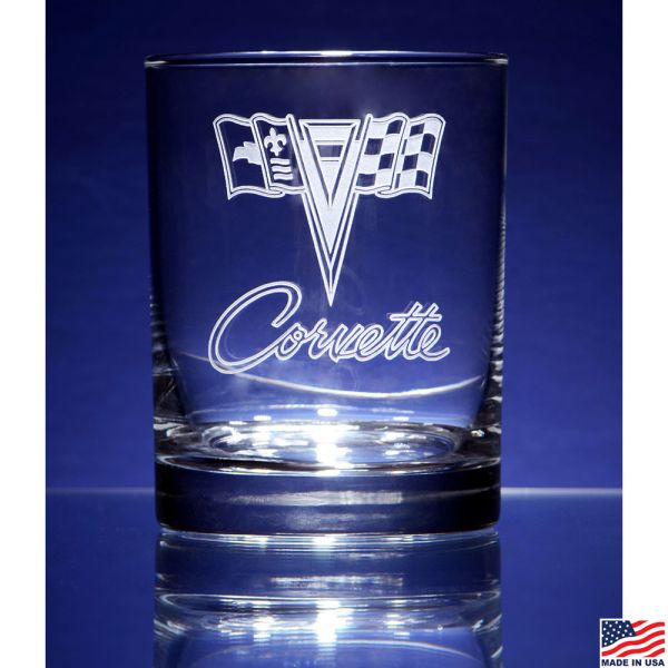 C2 Corvette Emblem Short Beverage Glass