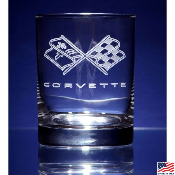 C3 Corvette Emblem Short Beverage Glass
