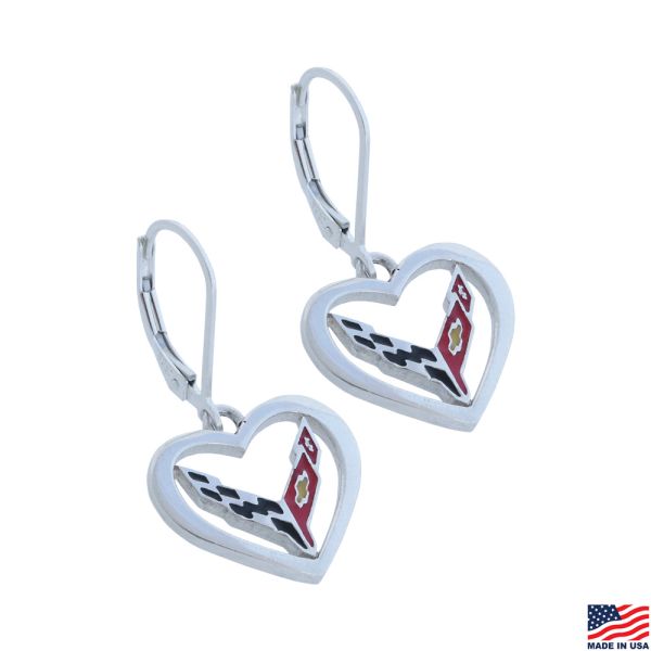 C8 Corvette Emblem Heart Earrings