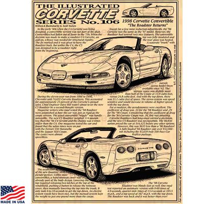 Illustrated Corvette Series Print No.106: 1998 Roadster