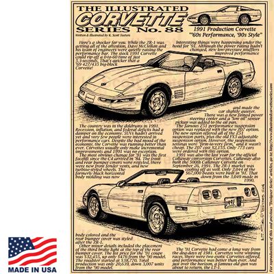 Illustrated Corvette Series Print No.88: 1991 Corvette