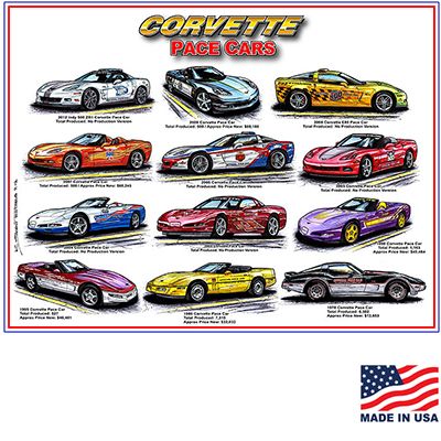 Illustrated Corvette Series Pace Car Montage Print