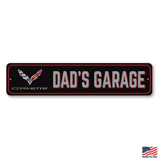C7 Corvette Dads Garage Tin Sign 